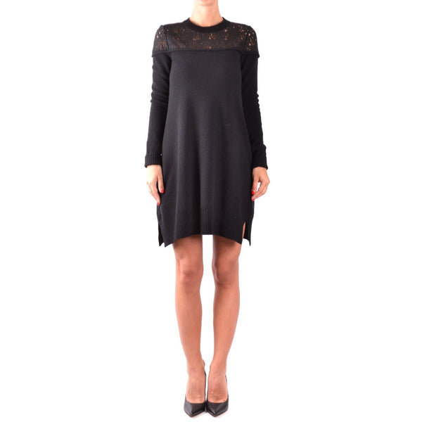 di Lorenzo Serafini Vestito Corto in Maglia con Inserto in Pizzo