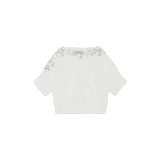 2442906 Ermanno Scervino Maglia Bianca Scollo Barca Donna
