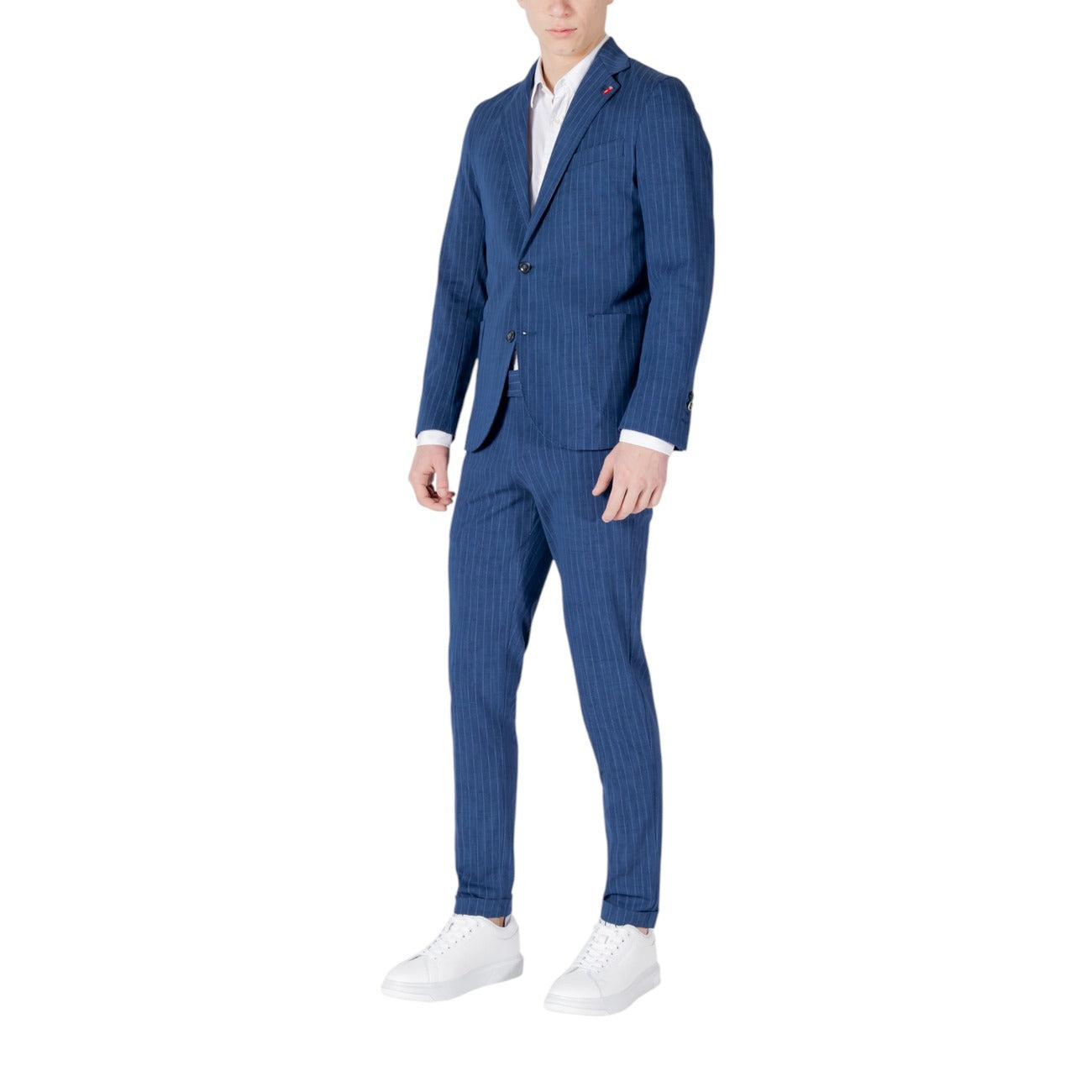 2416565 Mulish Abito Blu Gessato Bavero Bottoni Tasche Uomo