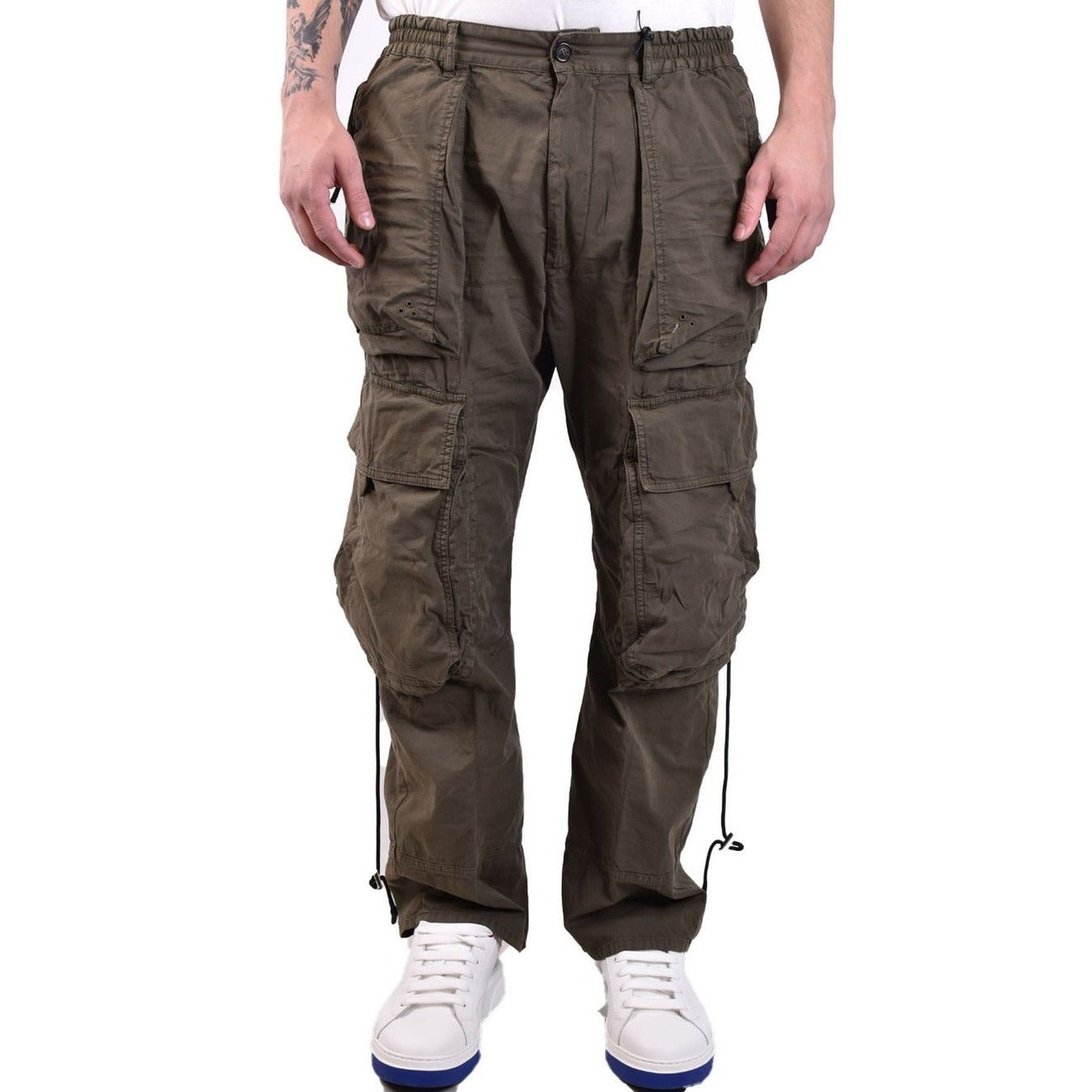 2429370 Dsquared2 Pantaloni Verde Cotone Elastan Uomo