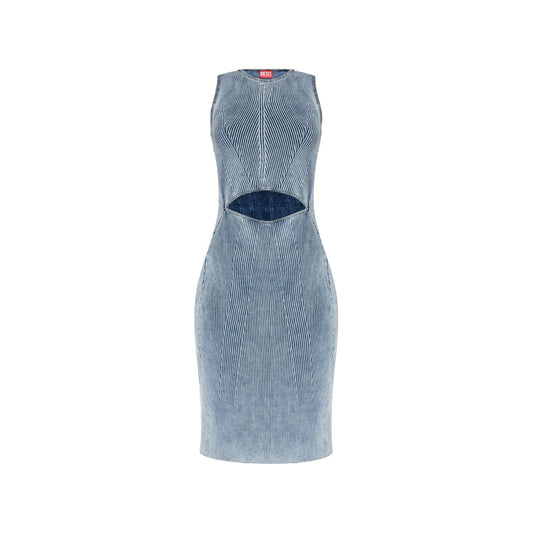 2430055 Diesel Abito Blu Smanicato Scollo Tondo Donna