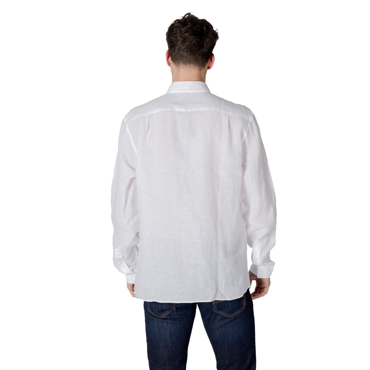 2413004 Lacoste Camicia Bianca Lino Uomo