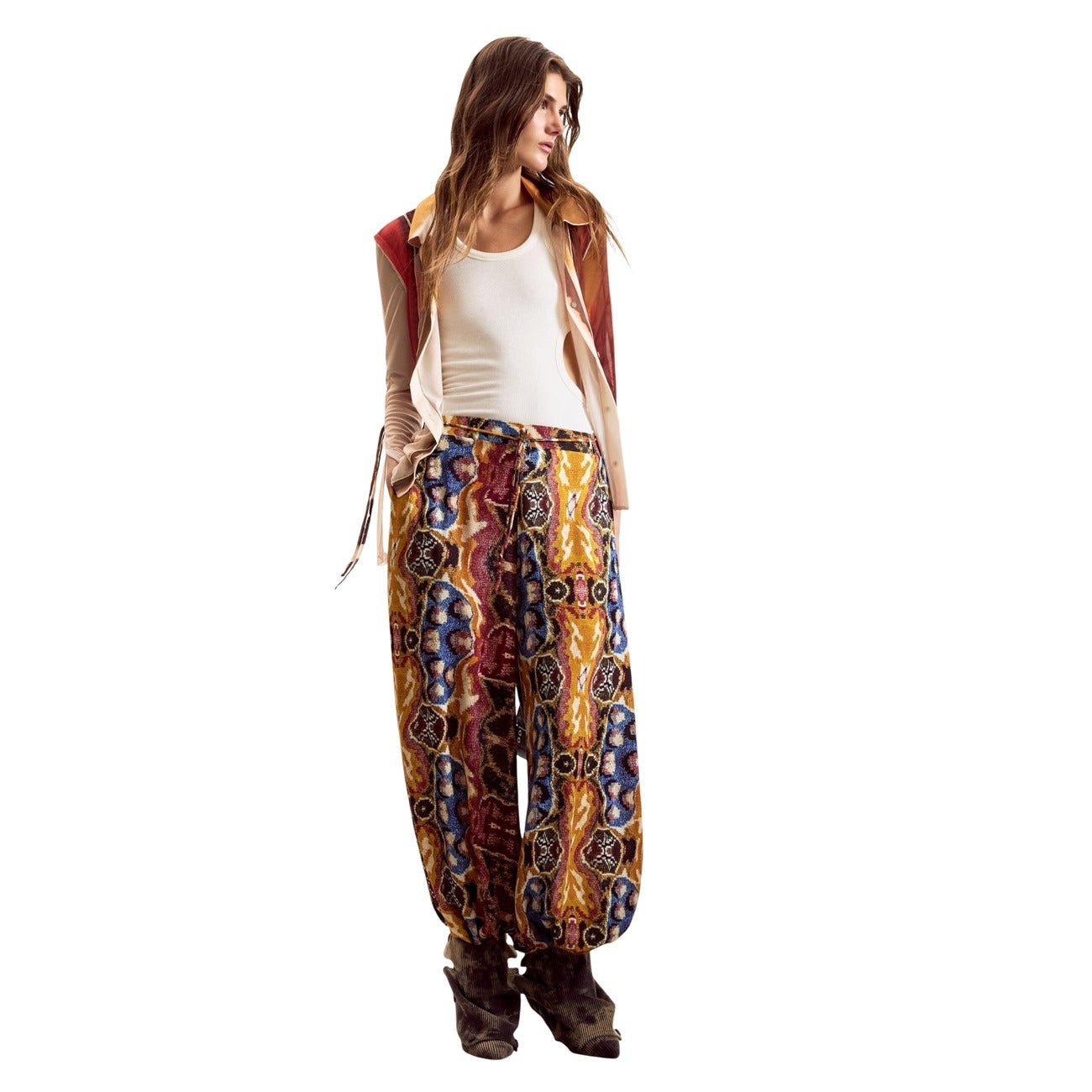 2453061 Desigual Pantaloni Donna Senape Viscosa Cintura