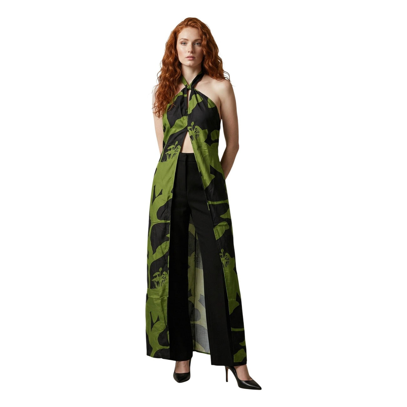516747 Replay Abito Verde Lungo Floreale Donna