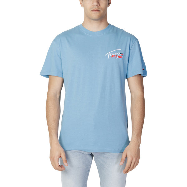 T-Shirt Azzurro Monocromo Cotone Organico Uomo