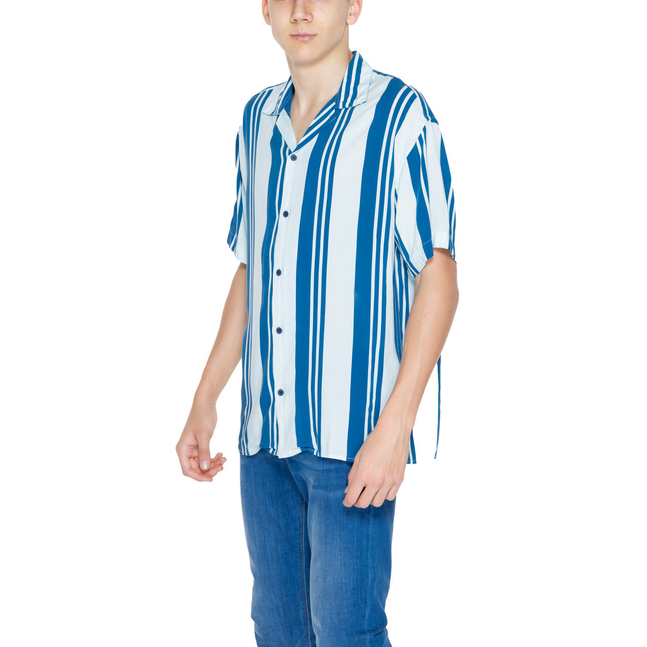 2252412 Jack & Jones Camicia Azzurra Righe Uomo