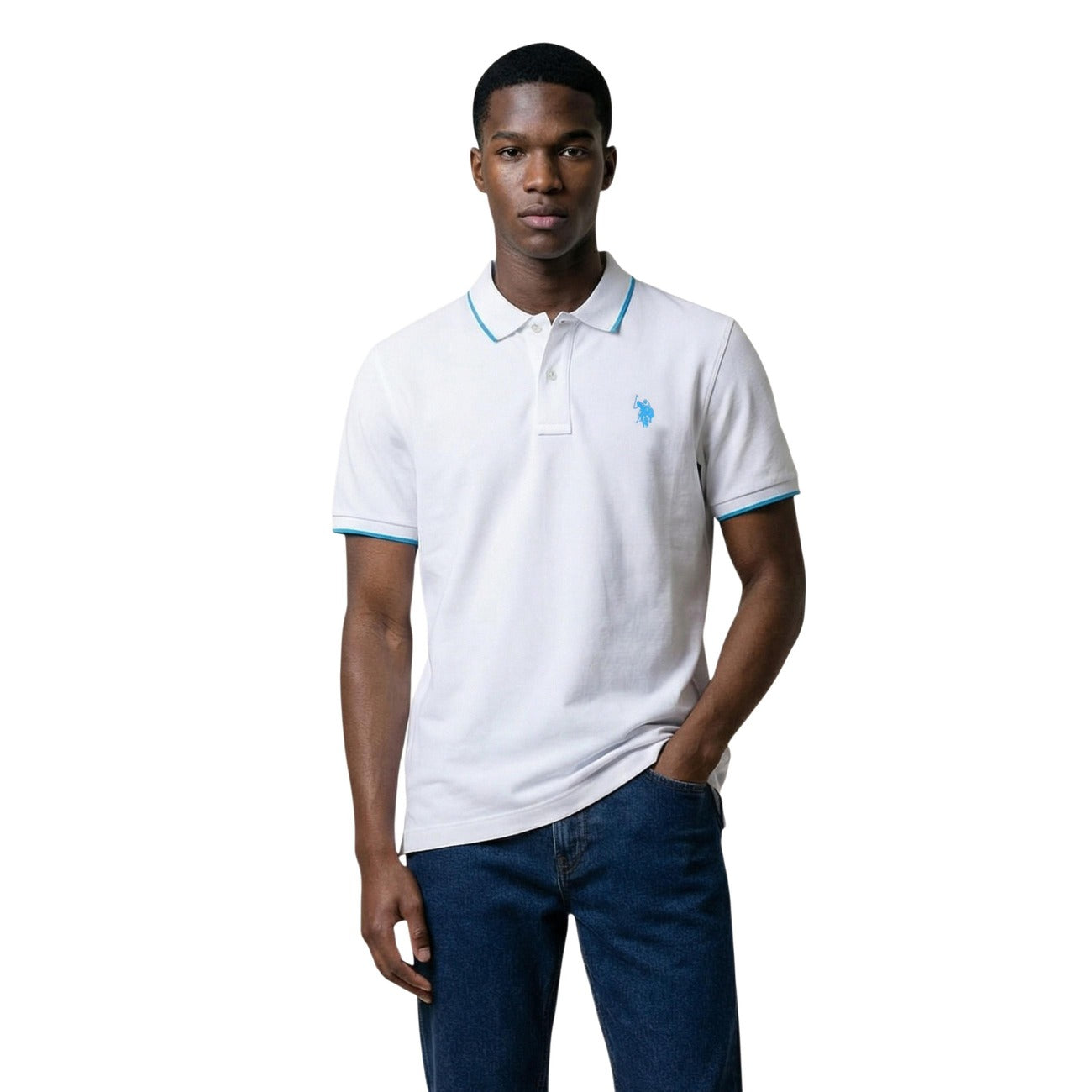 2460310 U.S. Polo Assn. Polo Bianca Cotone Colletto Polo Maniche Corte Uomo