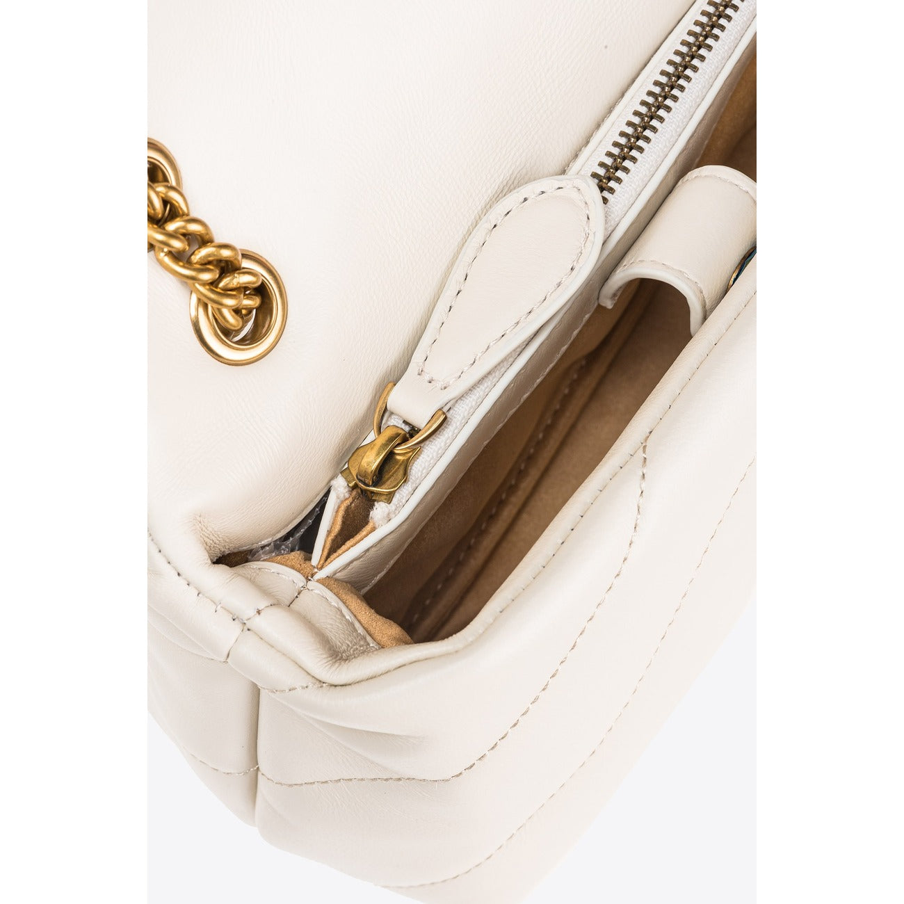 2407984 Pinko Borsa a Mano e Tracolla in Pelle Beige Donna