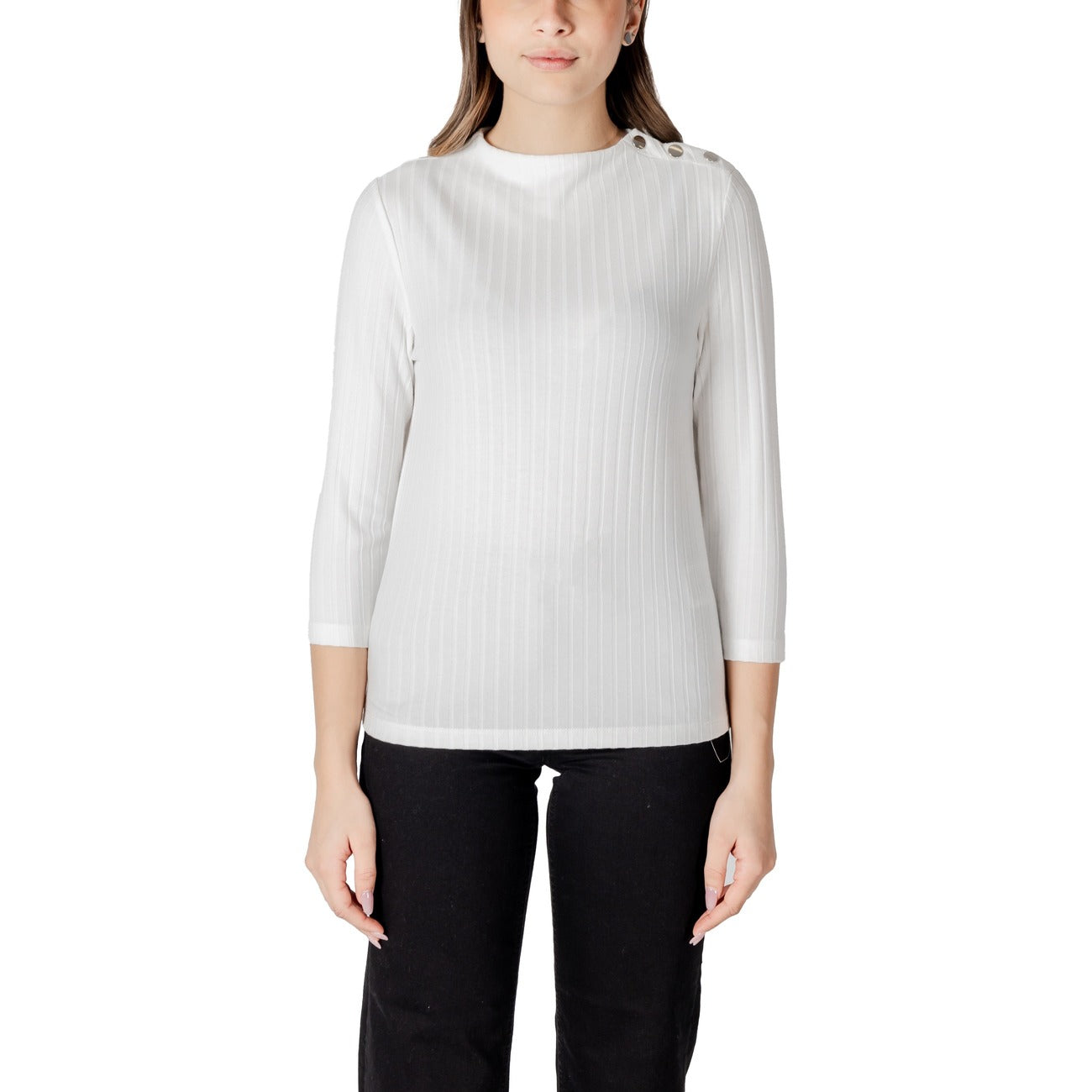 484298 Street One Maglia Bianca Maniche Lunghe Bottoni Donna