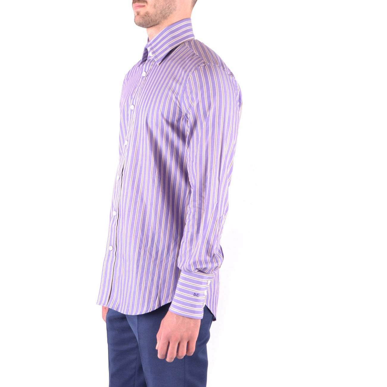 2425185 Dsquared Camicia Viola Righe Cotone Uomo
