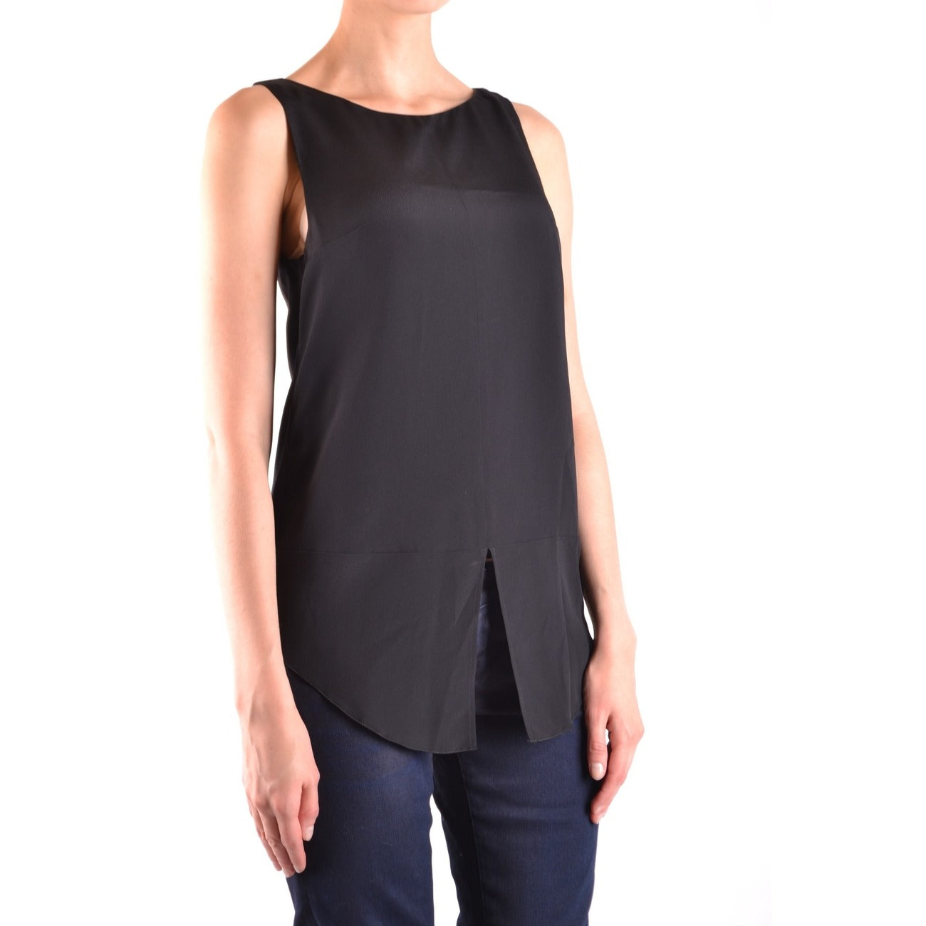 488863 Dondup Canotta Nera Seta Viscosa Donna