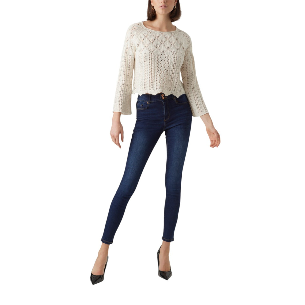2294238 Vero Moda Maglia Beige Scollo Tondo Donna