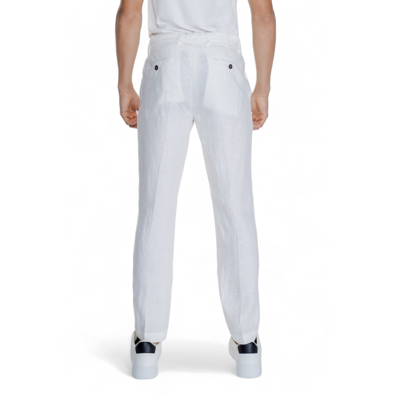 2312262 Borghese Pantaloni Bianco Lino Uomo