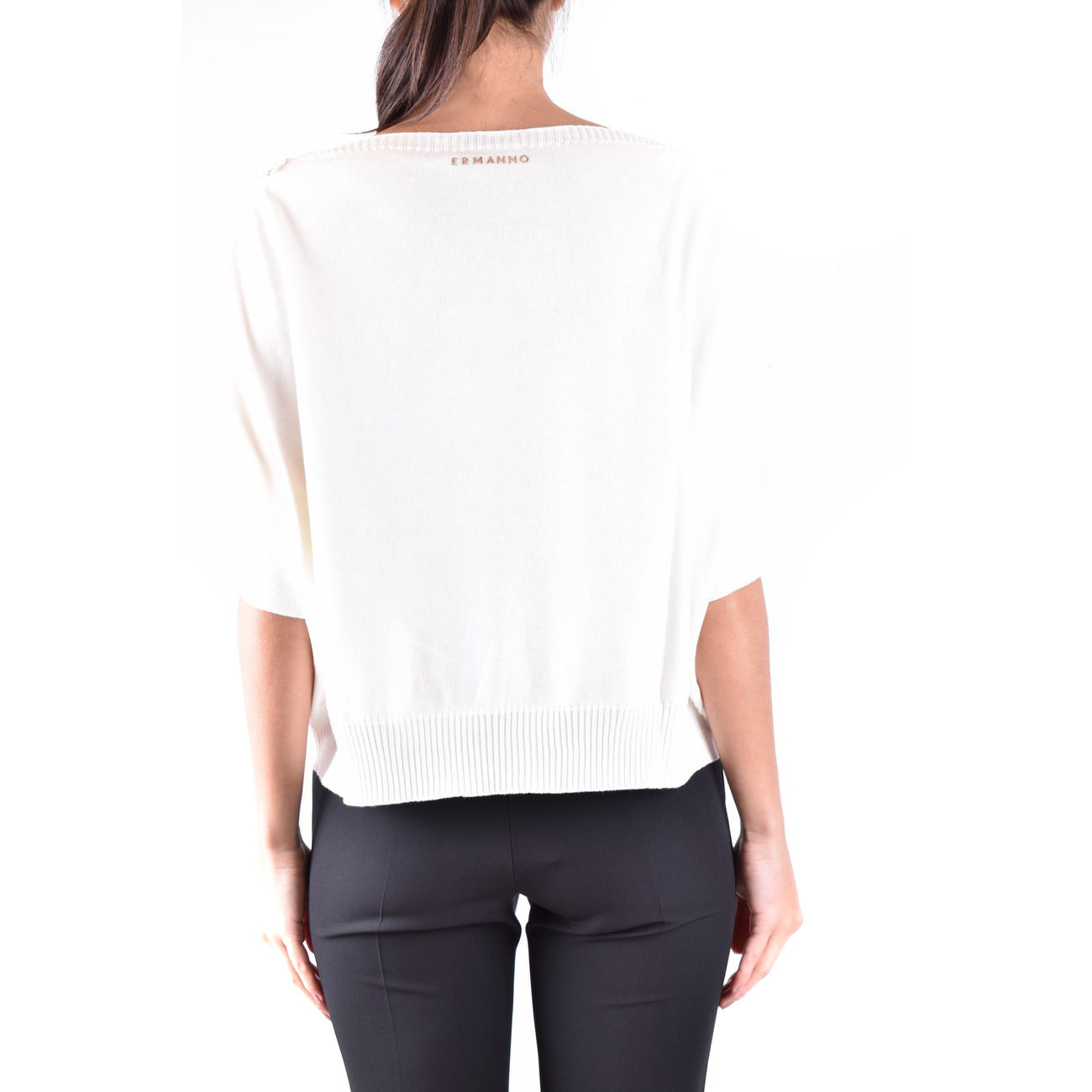 2442906 Ermanno Scervino Maglia Bianca Scollo Barca Donna