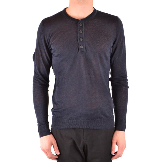2425458 Woolrich Maglia Blu Lino Maniche Lunghe Uomo