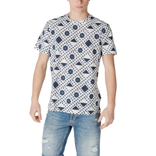 2413793 Antony Morato T-Shirt Blu Fantasia Geometrica Uomo