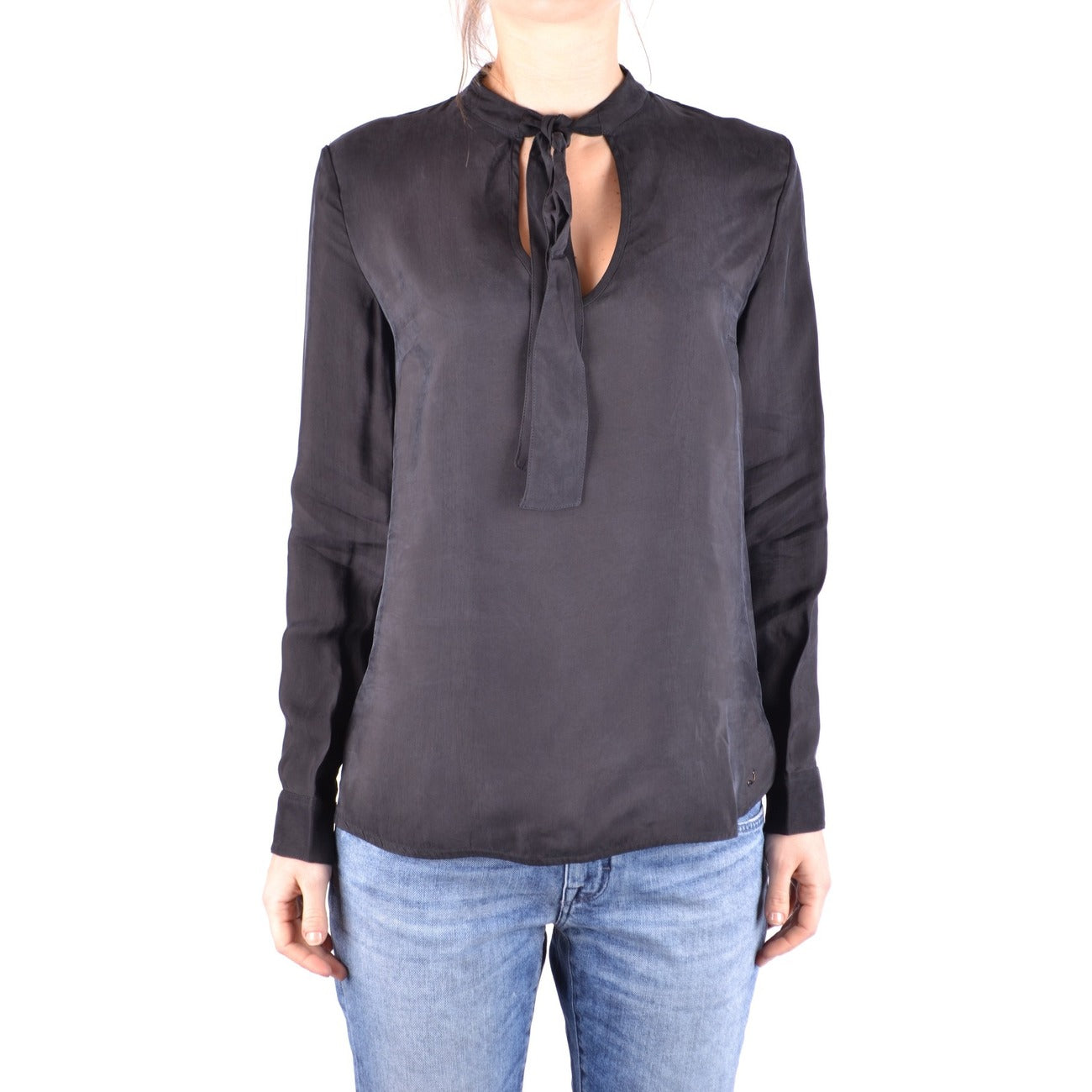 2437709 Jacob Cohen Blusa Nera Viscosa Cupro Lacci Made Italy Donna