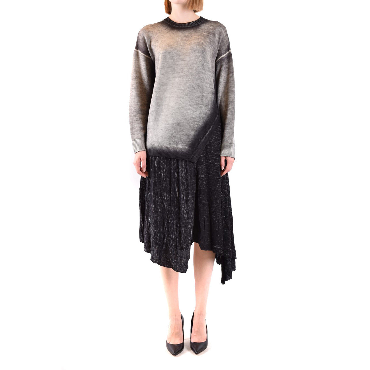 2423082 Diesel Abito Grigio Monocromo Maniche Lunghe Scollo Tondo Donna