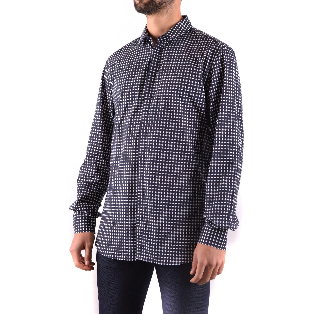 2430946 Neil Barrett Camicia Blu Pois Cotone Uomo