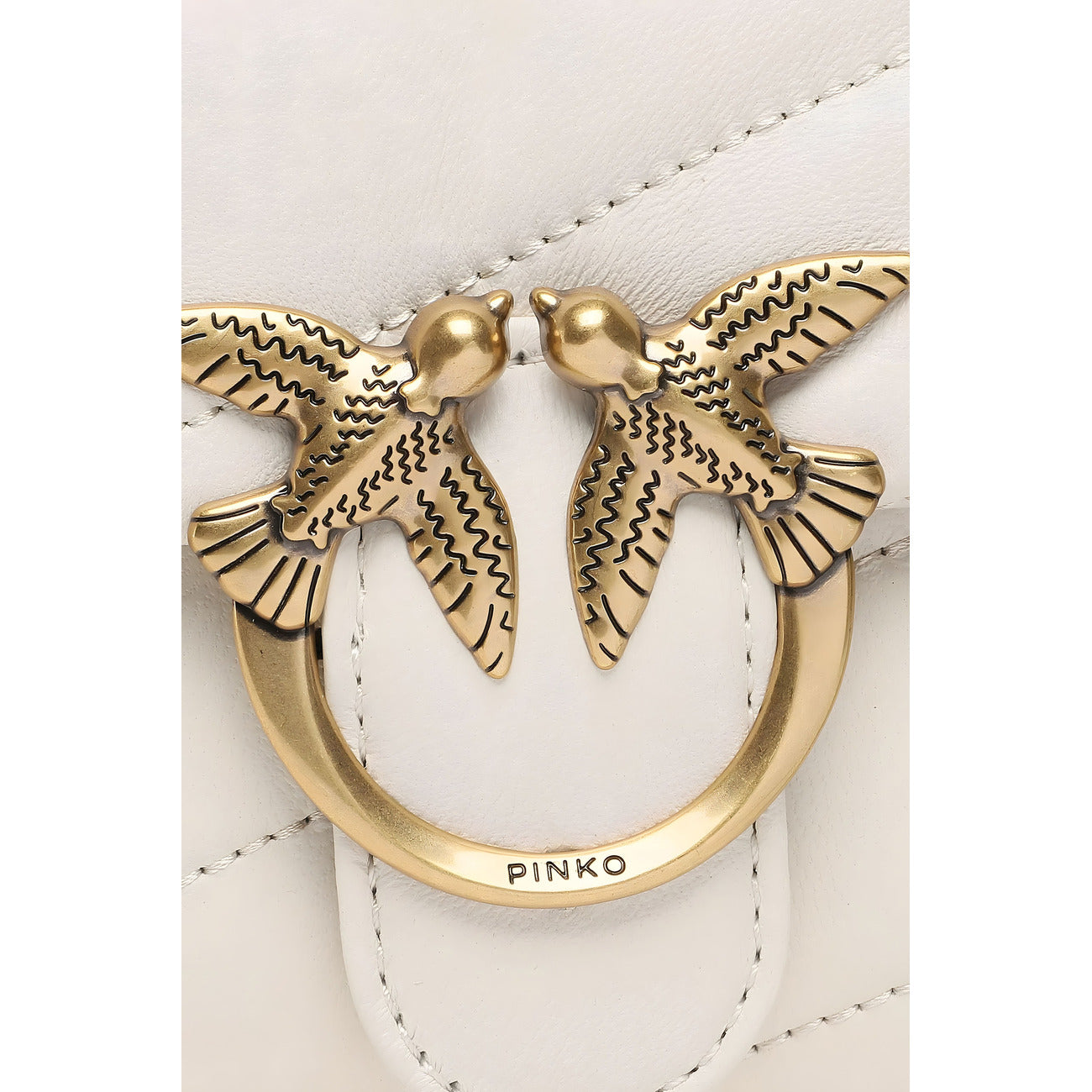 2206155 Pinko Borsa Tracolla Bianca Pelle Bottone Gancio Donna