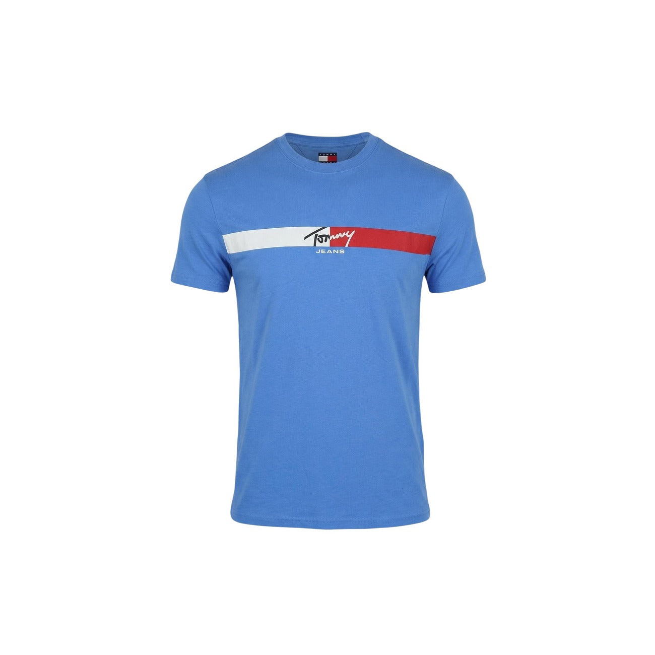 2458307 Tommy Hilfiger Jeans T-Shirt Turchese Cotone Organico Stampa Uomo