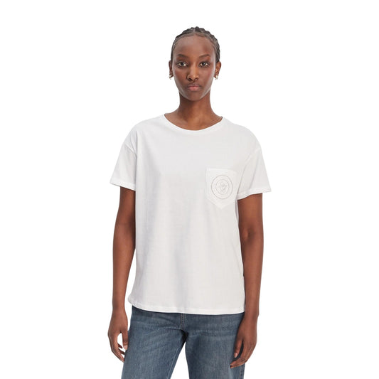 2455827 Liu Jo T-Shirt Donna Bianca Cotone Tasca