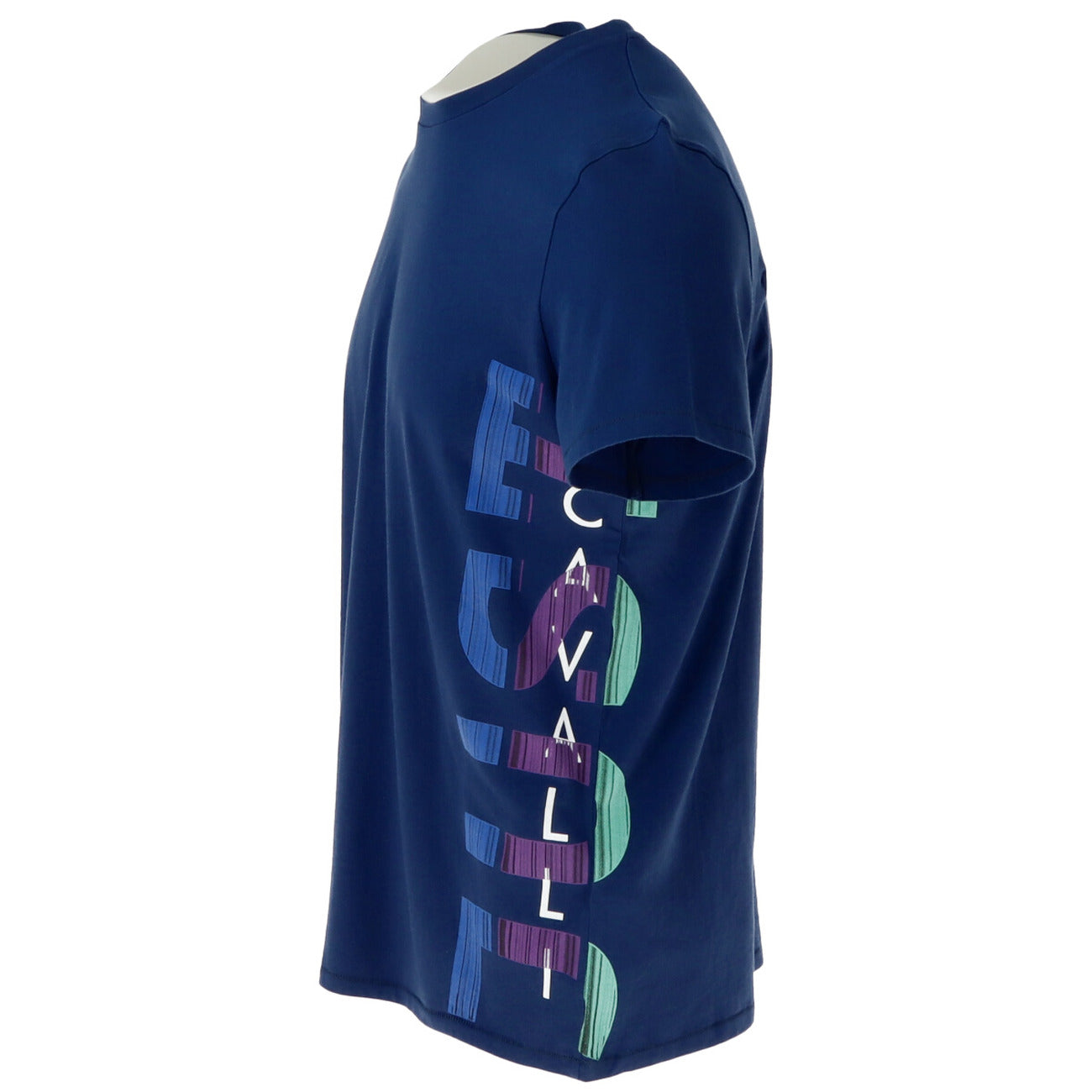 198292 Just Cavalli T-Shirt Blu Cotone Stampa Uomo
