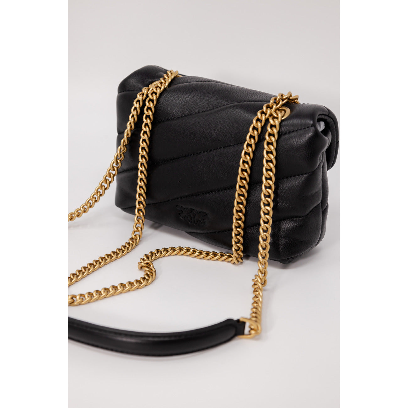 2409900 Pinko Borsa Tracolla Nera Pelle Bottone Gancio Donna