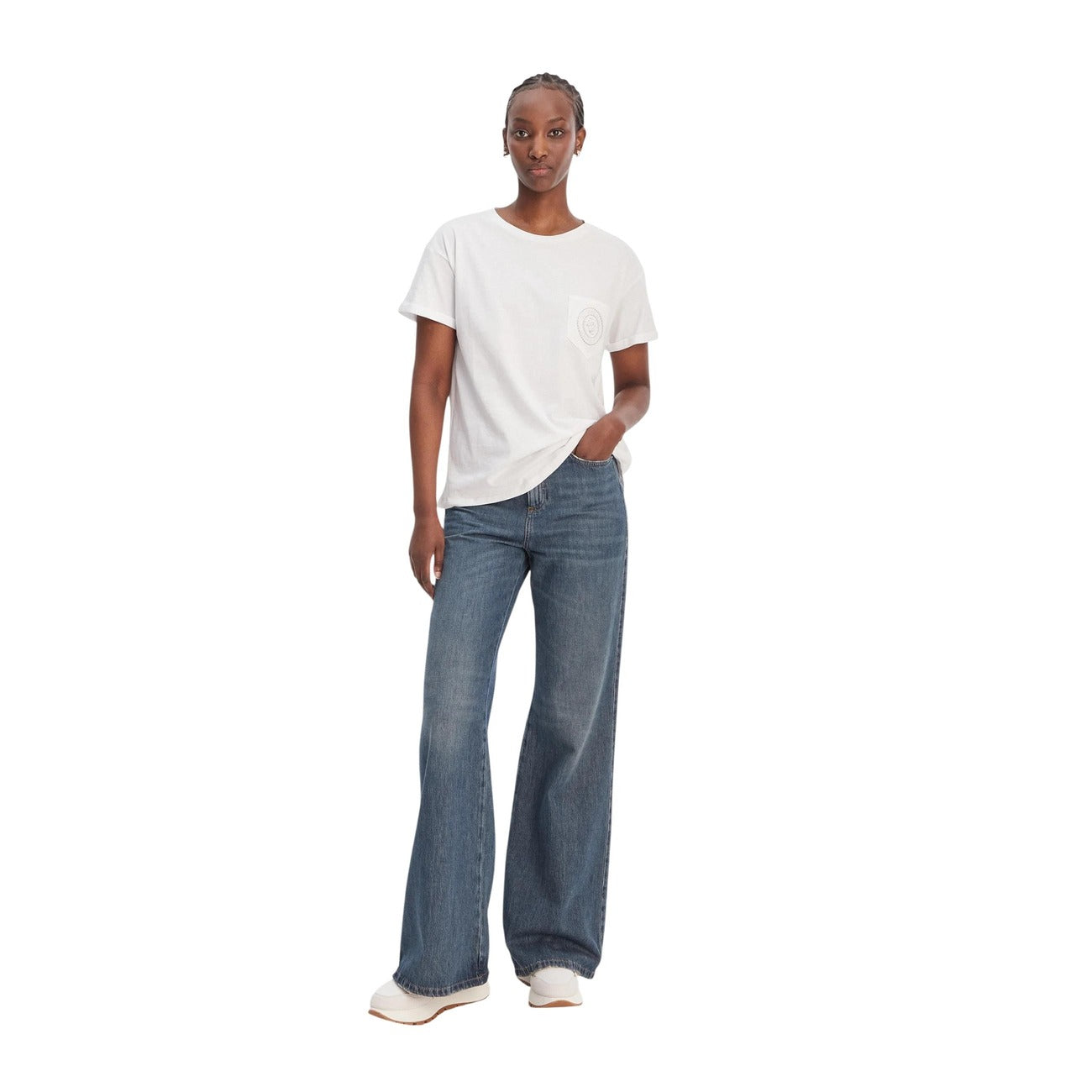 2455827 Liu Jo T-Shirt Donna Bianca Cotone Tasca