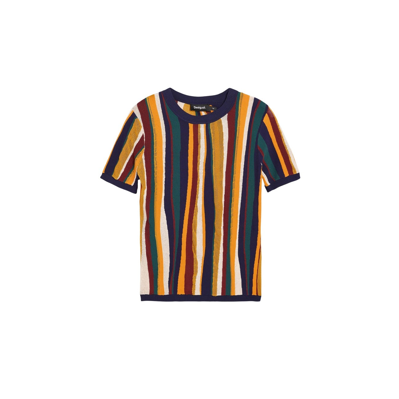 2453047 Desigual T-Shirt Donna Senape Righe Viscosa