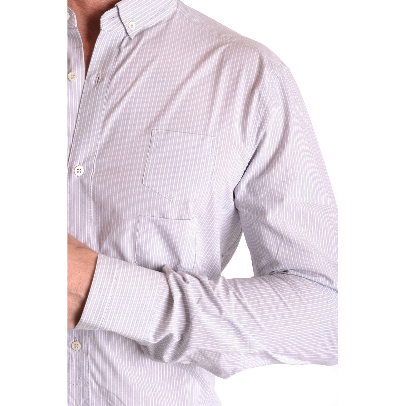 2431138 Neil Barrett Camicia Grigio Righe Maniche Lunghe Uomo