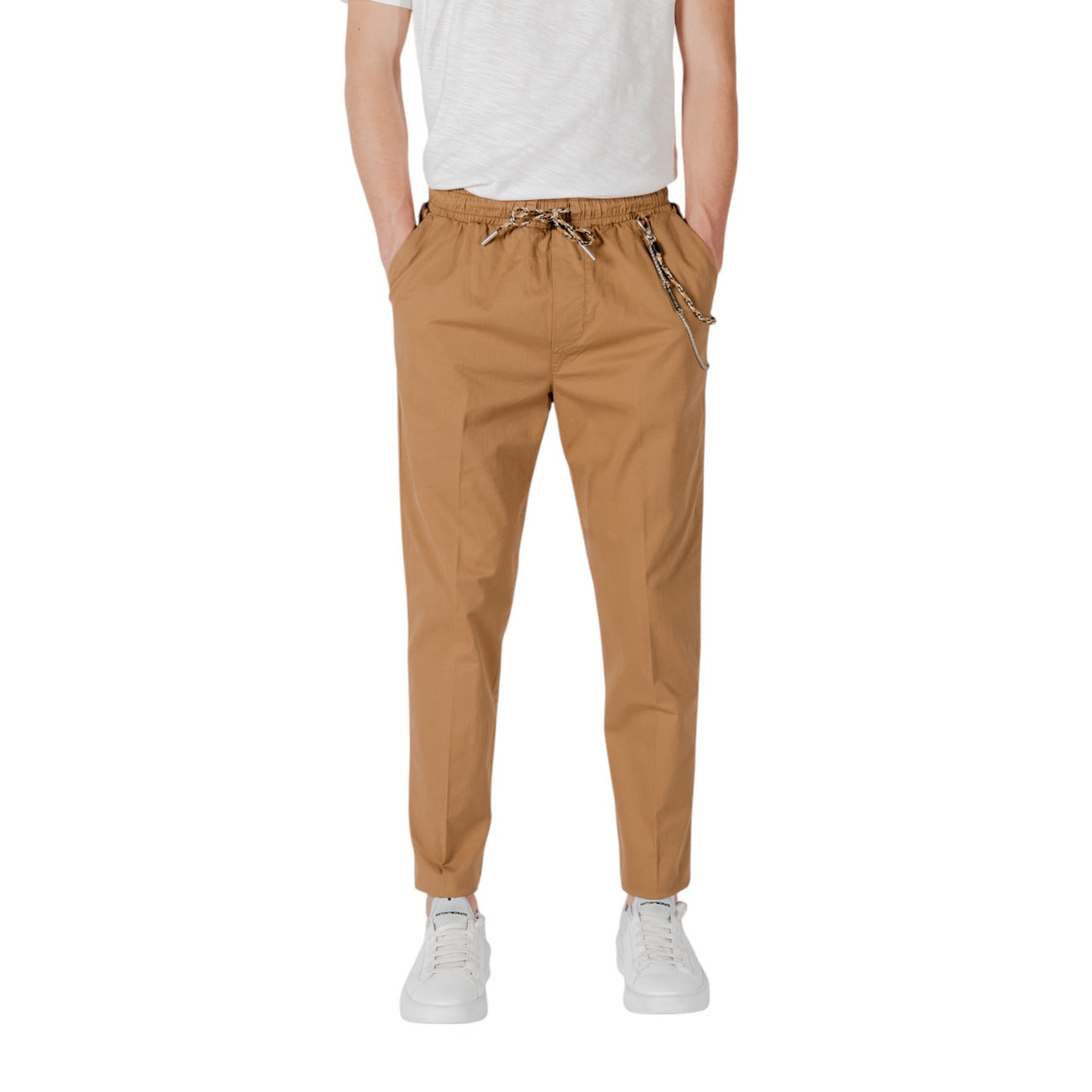 2417816 Gianni Lupo Pantaloni Marrone Cotone Elastan Uomo