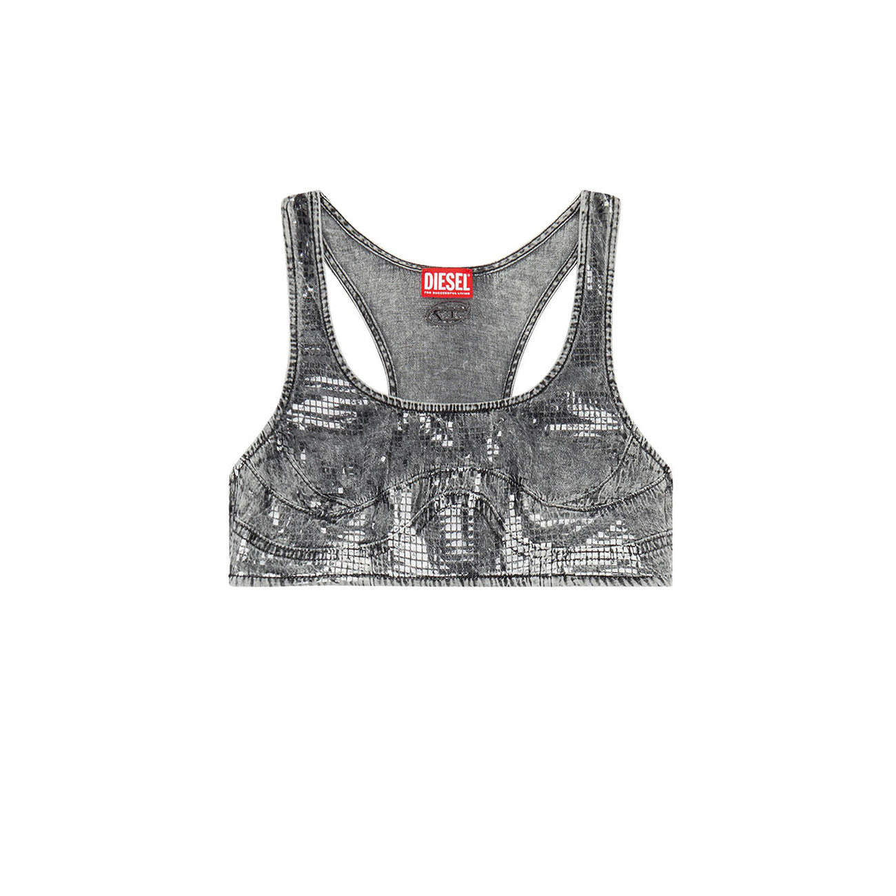 488638 Diesel Top Grigio Effetto Consumato Donna