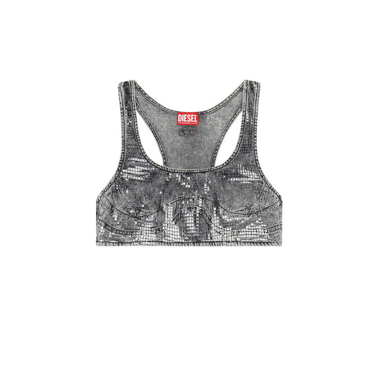 488638 Diesel Top Grigio Effetto Consumato Donna