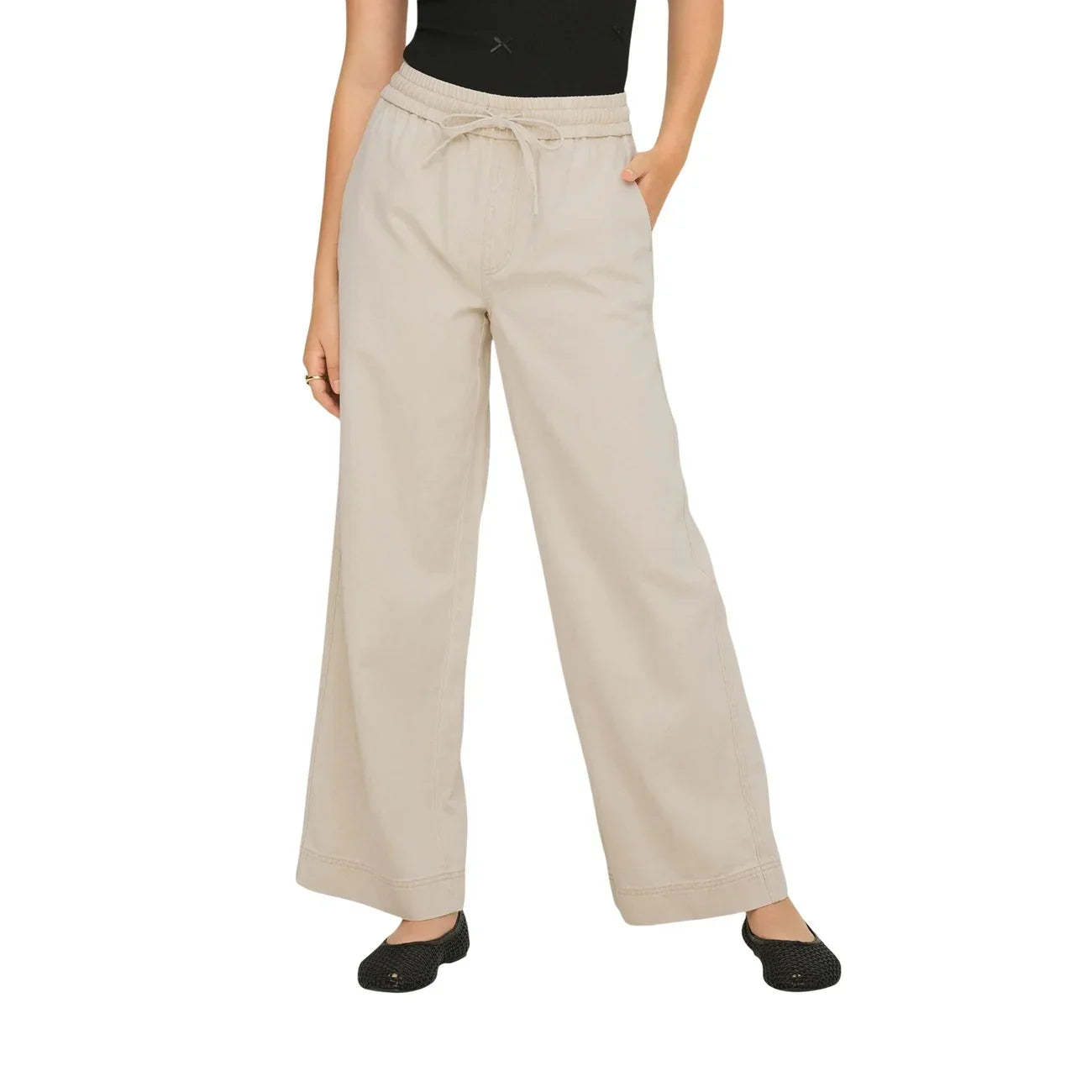 515669 Only Pantaloni Beige Cotone Lyocell Donna