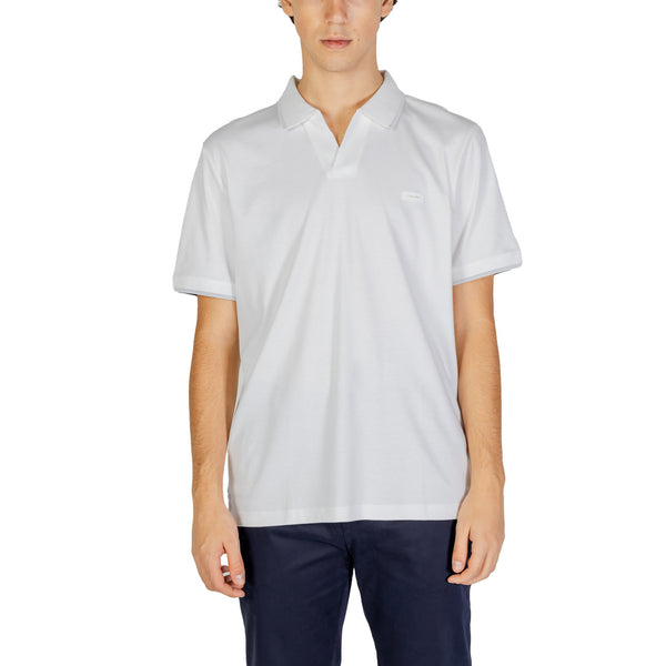 Smooth Cotton Open Polo Shirt White Polo Uomo