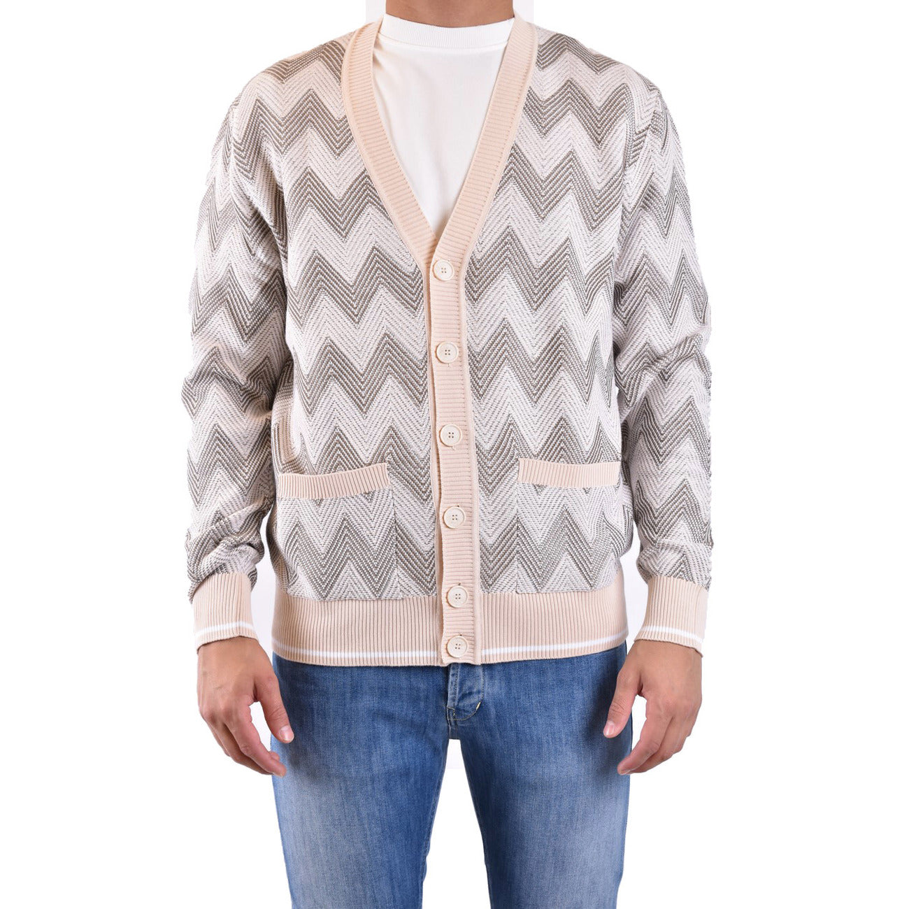 2430899 Missoni Cardigan Beige Righe Uomo