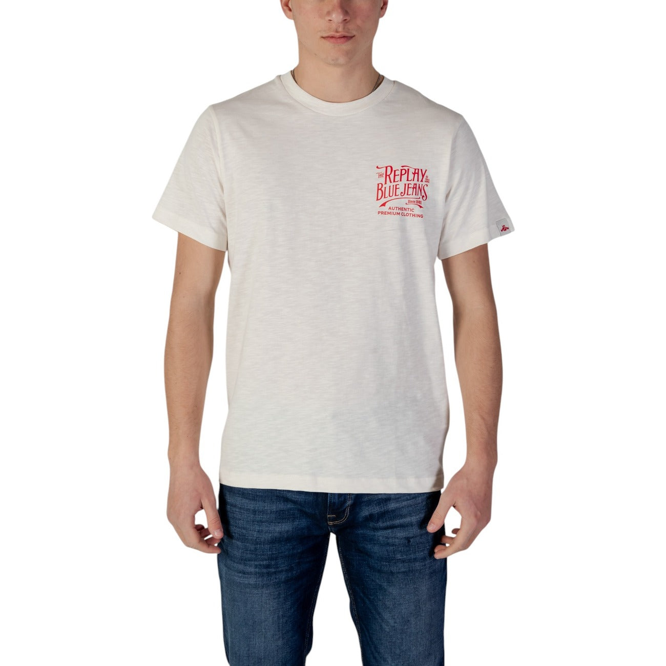2401793 Replay T-Shirt Beige Stampa Uomo