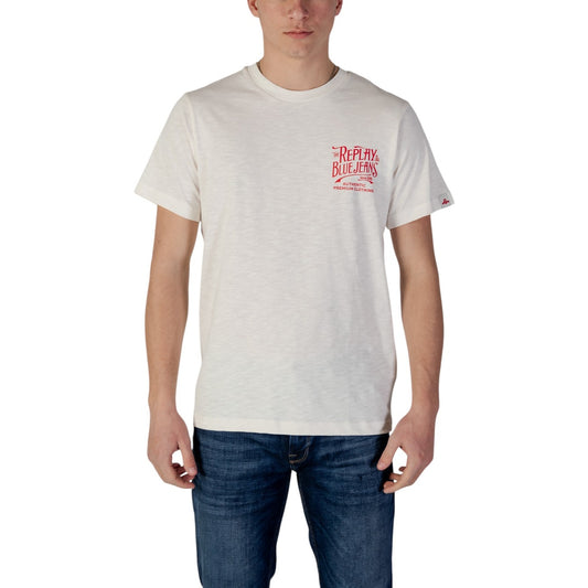 2401793 Replay T-Shirt Beige Stampa Uomo
