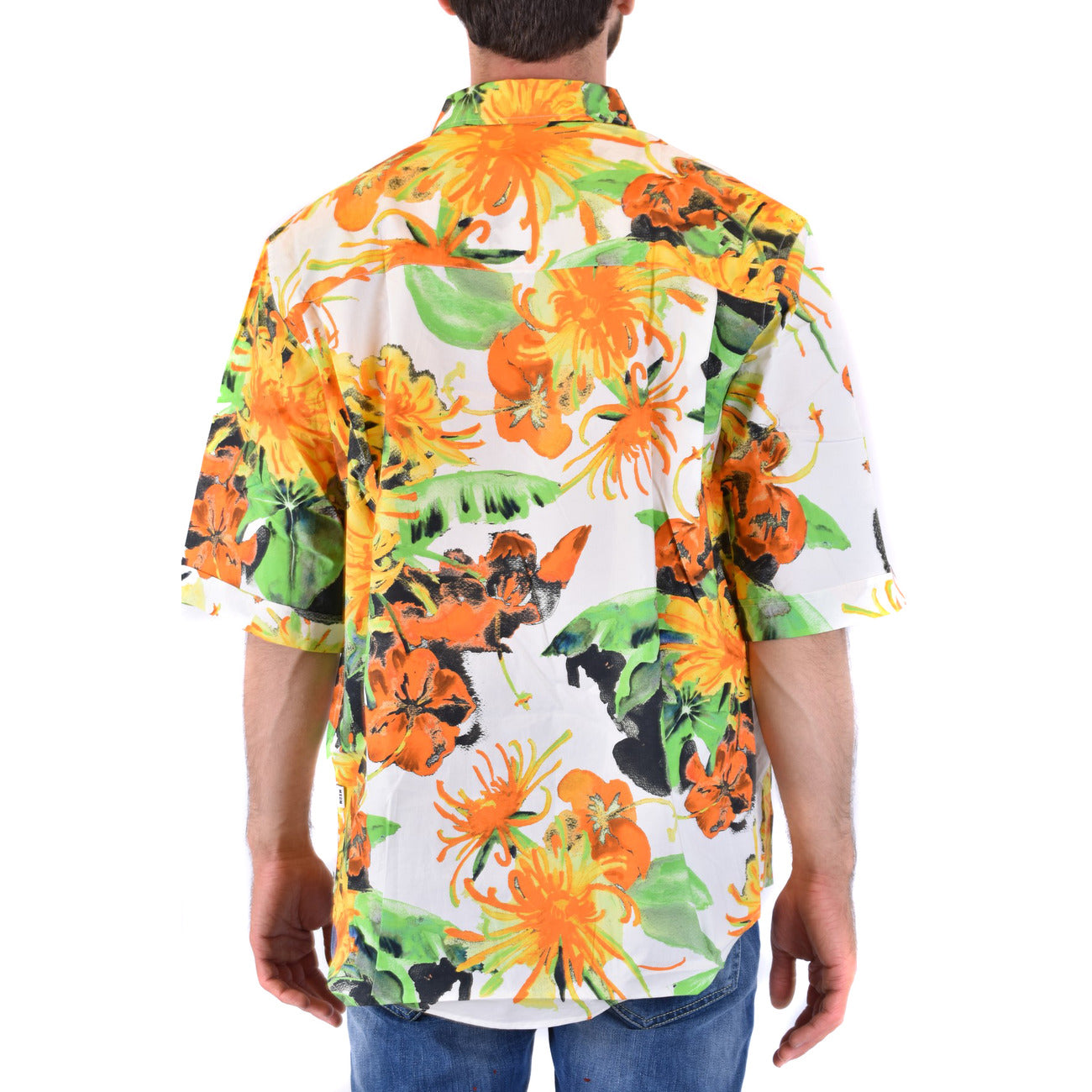 2430892 MSGM Camicia Bianco Floreale Cotone Uomo
