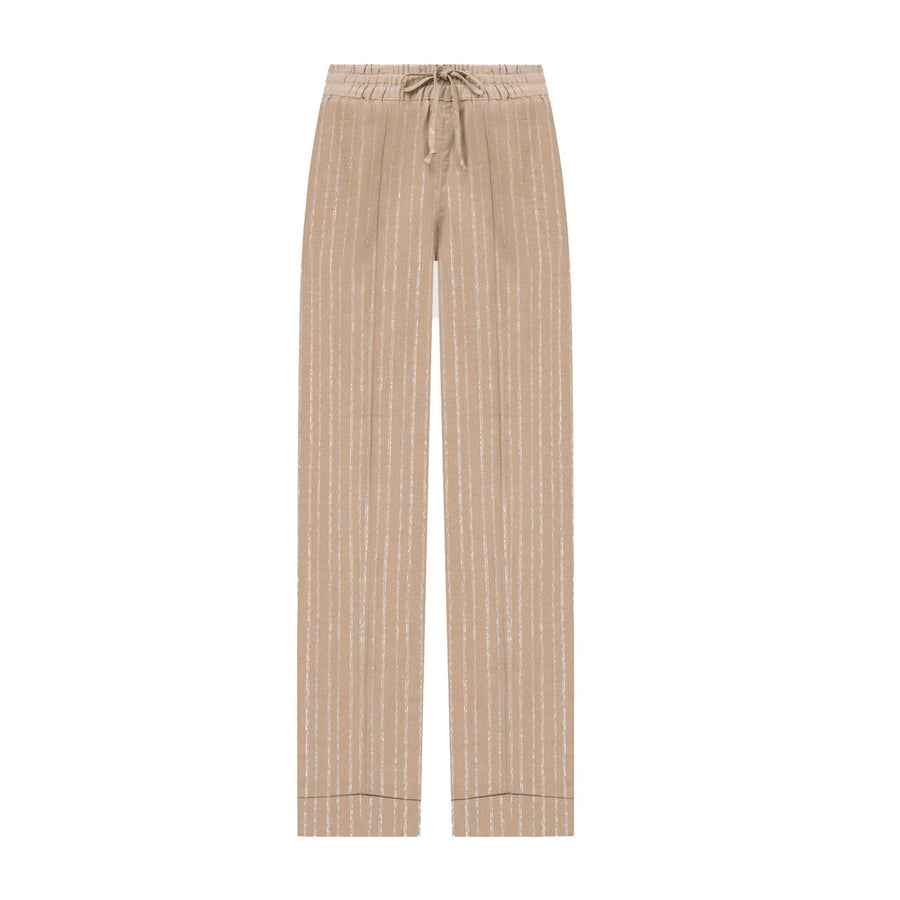 Pantaloni Beige Righe Donna Primavera/Estate