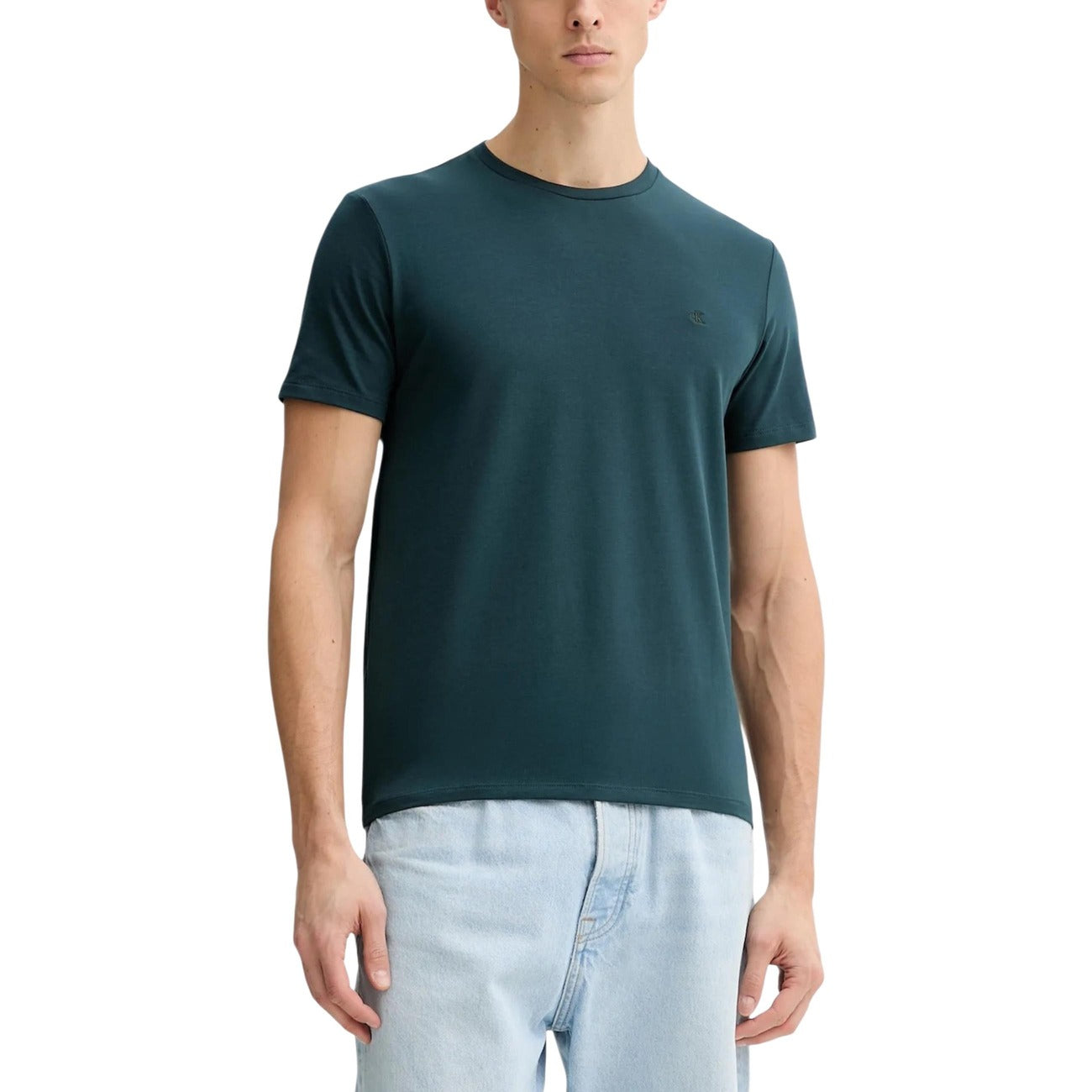 2452237 Calvin Klein T-Shirt Verde Cotone Elastan Uomo