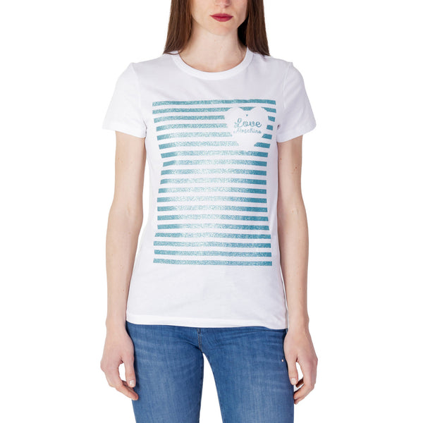 T-shirt con Stampa Righe e Cuore