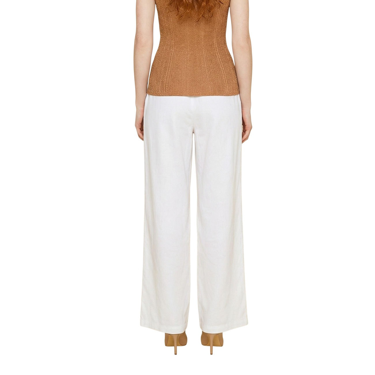 516214 Only Pantaloni Beige Lino Viscosa Donna