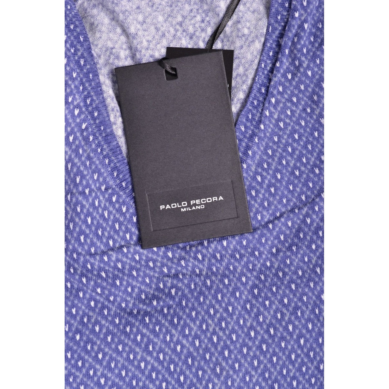 2430947 Paolo Pecora Maglia Blu Seta Geometrica Uomo
