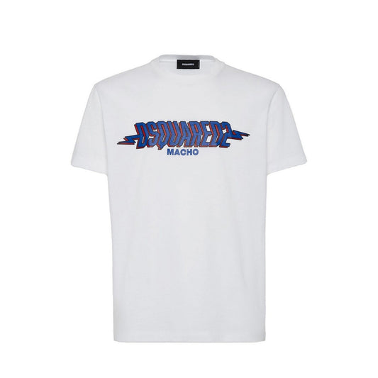 2449634 Dsquared2 T-Shirt Bianca Stampa 100% Cotone Uomo