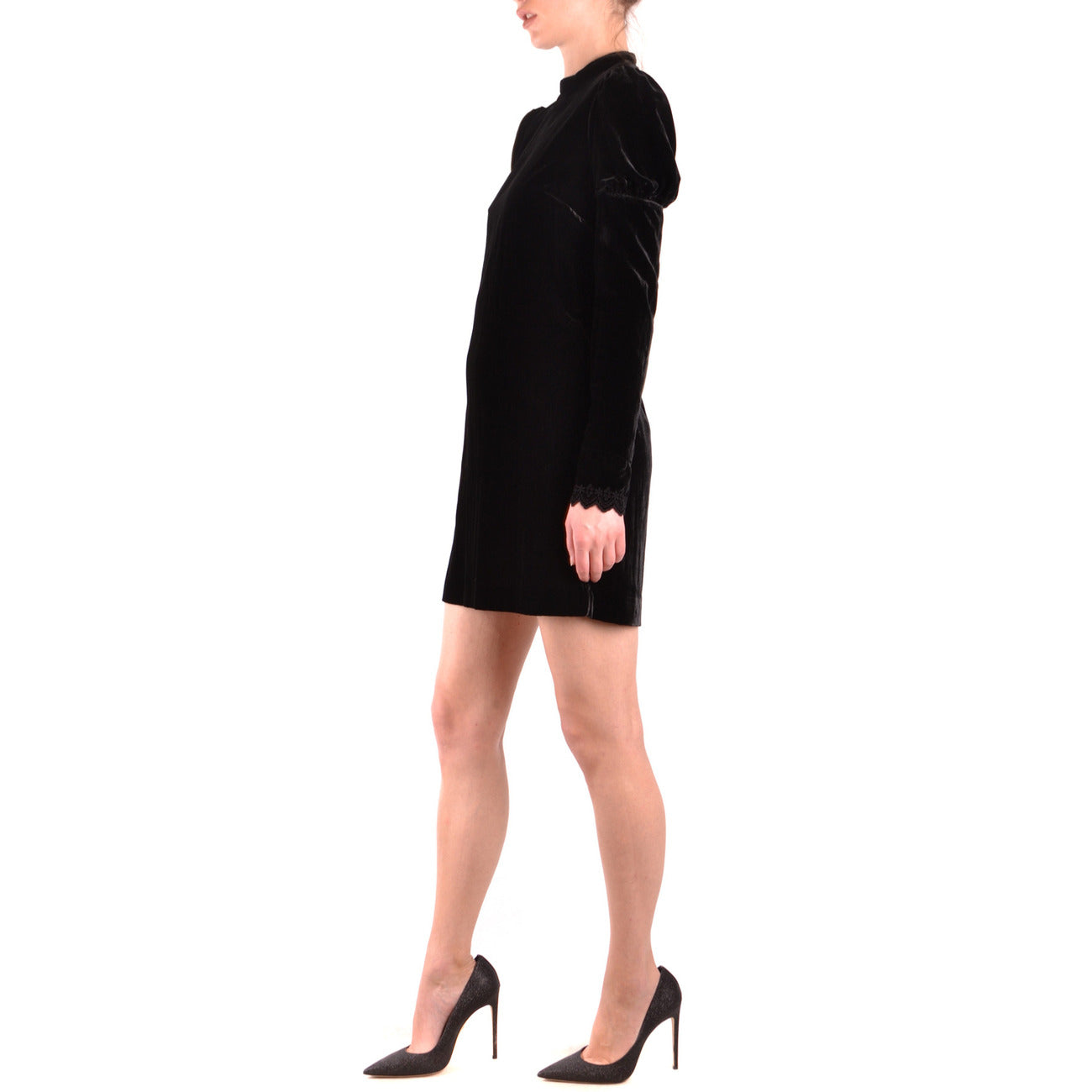 2433299 Philosophy Abito Nero Lungo Donna Scollo Alto Viscosa
