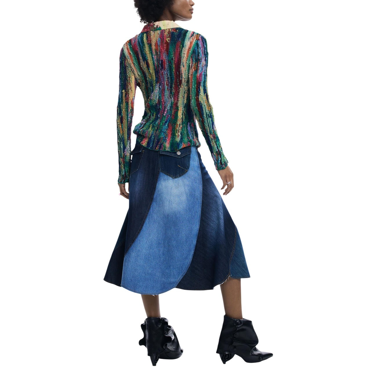 2451271 Desigual Gonna Blu Cotone Cerniera Donna