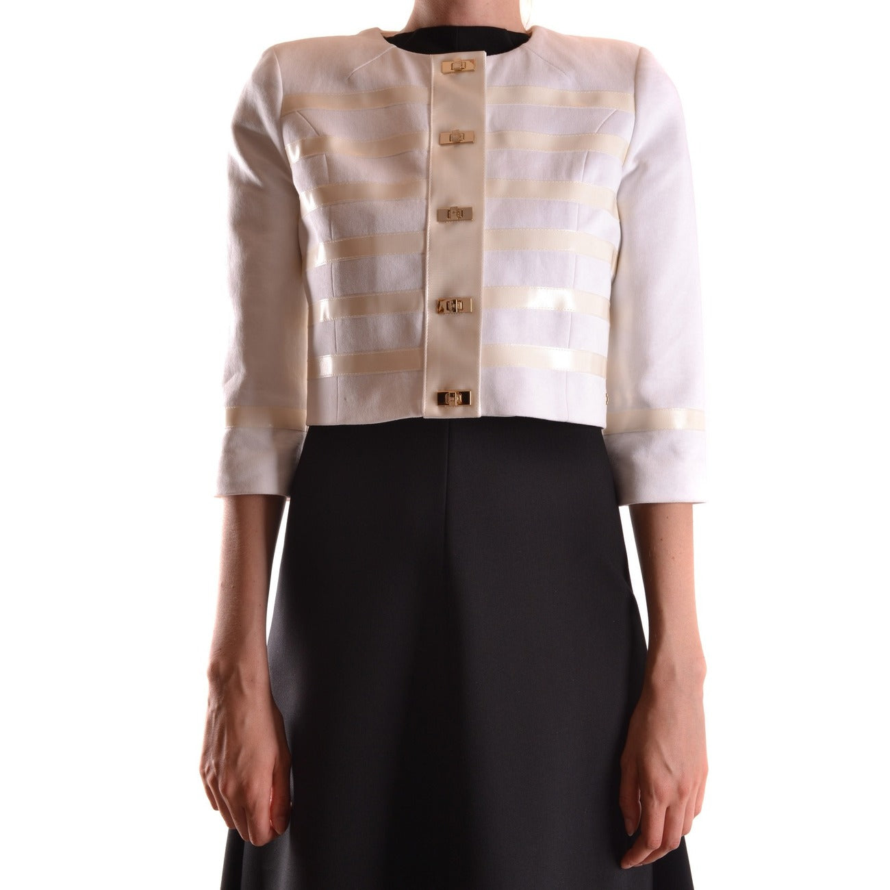 486602 Elisabetta Franchi Giacca Bianca Righe Donna Primavera/Estate