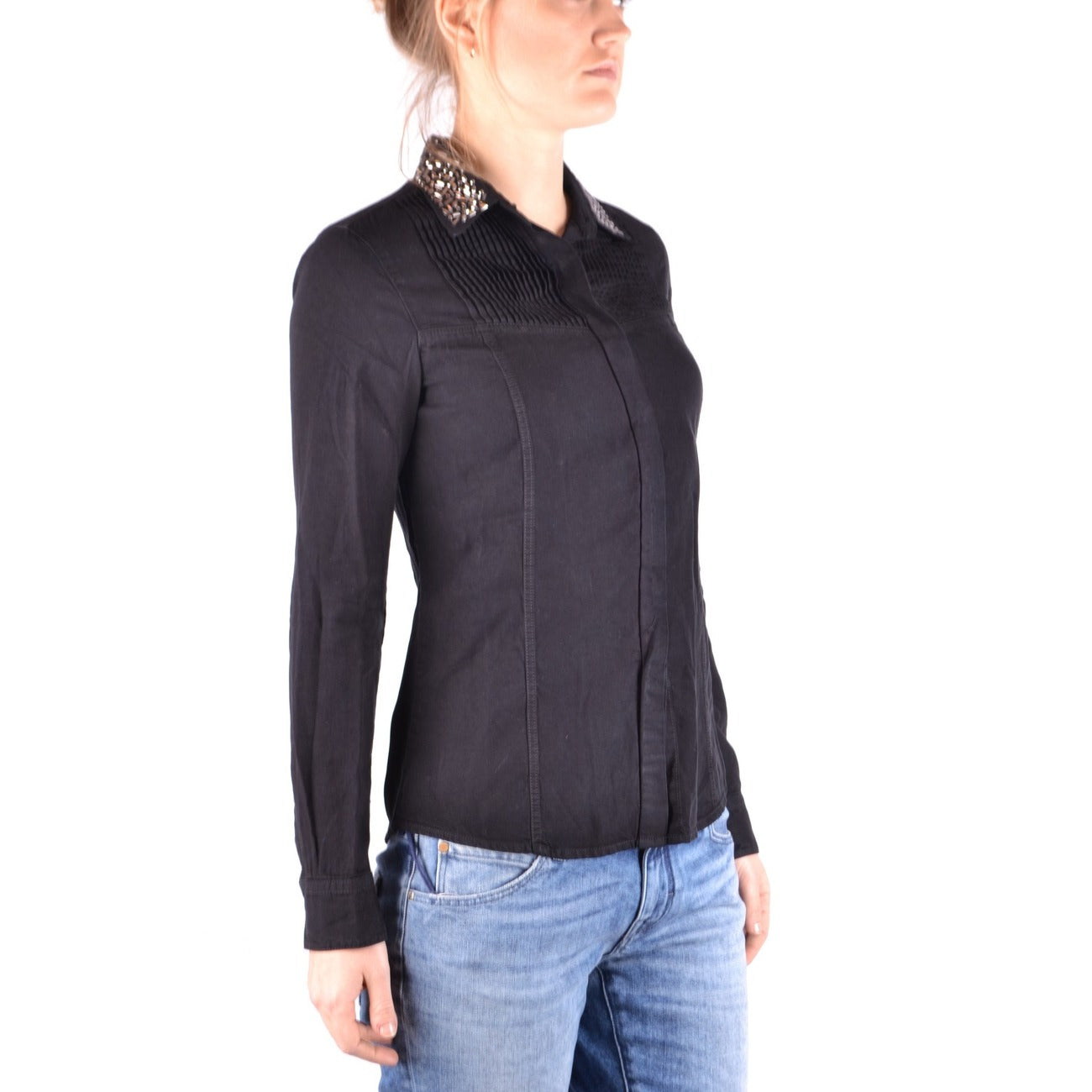 2437783 Jacob Cohen Camicia Nera Lyocell Bottoni Made Italy Donna